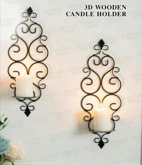 2 Pcs Candle Holder Wall Decoration Set Material: MDF Wood Number Of Pieces: 2 Pcs Product Feature: Adds Ambiance And Style To Any Space Package Includes: 1 x Wall Candle Shelves Set