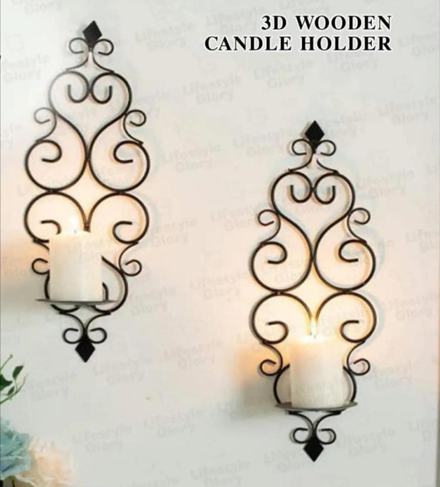 2 Pcs Candle Holder Wall Decoration Set Material: MDF Wood Number Of Pieces: 2 Pcs Product Feature: Adds Ambiance And Style To Any Space Package Includes: 1 x Wall Candle Shelves Set