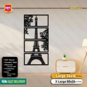 Eiffel Tower Wooden Wall Decor Attractive Design For Homes And Office Material: MDF Size: 16x34 Inches Number Of Pieces: 1 Pc Package Includes: 1 x Wall Decor Zefrai Home Decor Calligraphy Wall Frame