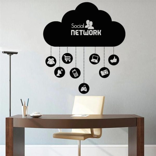 Social Network Cloud Text Chart Icon Wall Sticker Material: Vinyl Simply Peel & Stick, No Color Fade Issue, High-Quality Vinyl Sticker Product Dimensions: 24 x 24 Inches Number Of Pieces: 1 Pc Package Includes: 1 x Wall Sticker Zefrai ZEFRAI Wall Art Home Decor Calligraphy Frames Decoration items Decoration Decoration Brand Decoration piece Stylish Wall Art