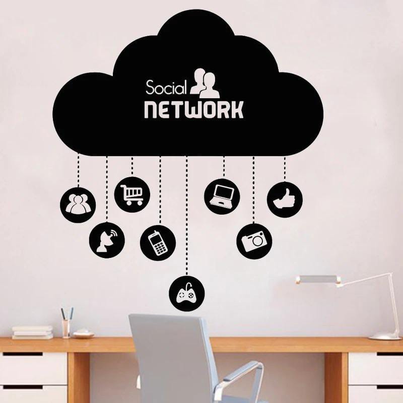 Social Network Cloud Text Chart Icon Wall Sticker Material: Vinyl Simply Peel & Stick, No Color Fade Issue, High-Quality Vinyl Sticker Product Dimensions: 24 x 24 Inches Number Of Pieces: 1 Pc Package Includes: 1 x Wall Sticker Zefrai ZEFRAI Wall Art Home Decor Calligraphy Frames Decoration items Decoration Decoration Brand Decoration piece Stylish Wall Art