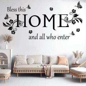 Quotes Bless This Home Wall Sticker Material: Vinyl Simply Peel & Stick, No Color Fade Issue, High-Quality Vinyl Sticker Product Dimensions: 33 to 14 Inches Number Of Pieces: 1 Pc Package Includes: 1 x Wall Sticker Zefrai ZEFRAI Wall Art Home Decor Calligraphy Frames Decoration items Decoration Decoration Brand Decoration piece Stylish Wall Art