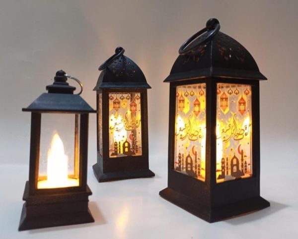 Ramadan LED Flame Light Decoration Lamp, Pack Of 3 (Black) Material: Metal, Plastic Pack Of: Pack Of 3 2 x Large 2 x 2 x 6 Inches 1x Small 1.7 x 1.7 x 4.5 Inches Package Includes: 3 x LED Flame Light Decoration Lamp