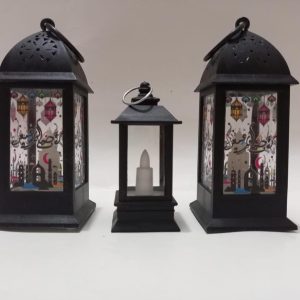 Ramadan LED Flame Light Decoration Lamp, Pack Of 3 (Black) Material: Metal, Plastic Pack Of: Pack Of 3 2 x Large 2 x 2 x 6 Inches 1x Small 1.7 x 1.7 x 4.5 Inches Package Includes: 3 x LED Flame Light Decoration Lamp