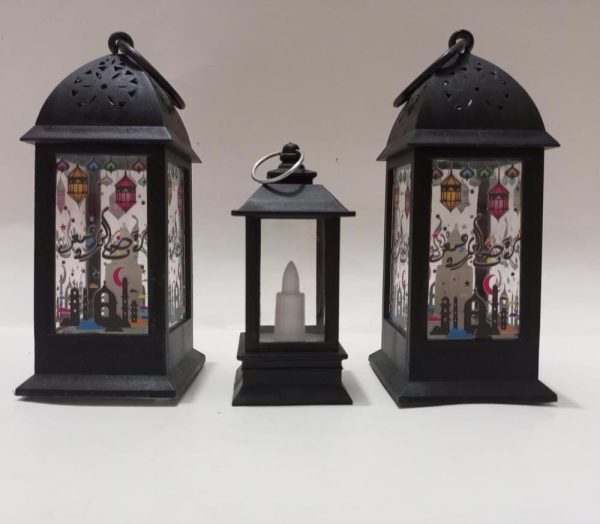 Ramadan LED Flame Light Decoration Lamp, Pack Of 3 (Black) Material: Metal, Plastic Pack Of: Pack Of 3 2 x Large 2 x 2 x 6 Inches 1x Small 1.7 x 1.7 x 4.5 Inches Package Includes: 3 x LED Flame Light Decoration Lamp