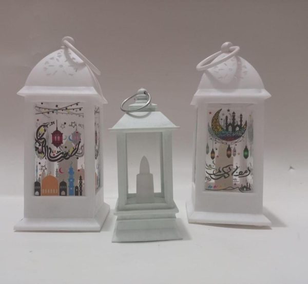 Ramadan LED Flame Light Decoration Lamp, Pack Of 3 (White) Material: Metal, Plastic Pack Of: Pack Of 3 2 x Large 2 x 2 x 6 Inches 1x Small 1.7 x 1.7 x 4.5 Inches Package Includes: 3 x LED Flame Light Decoration Lamp