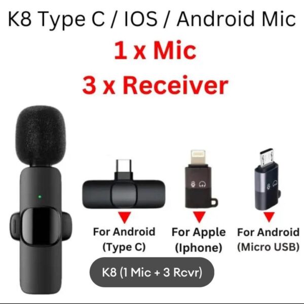 K8 Wireless 3 in 1 Noise Reduction Microphone - Image 5