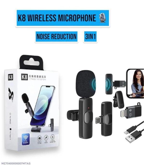 K8 Wireless 3 in 1 Noise Reduction Microphone - Image 3